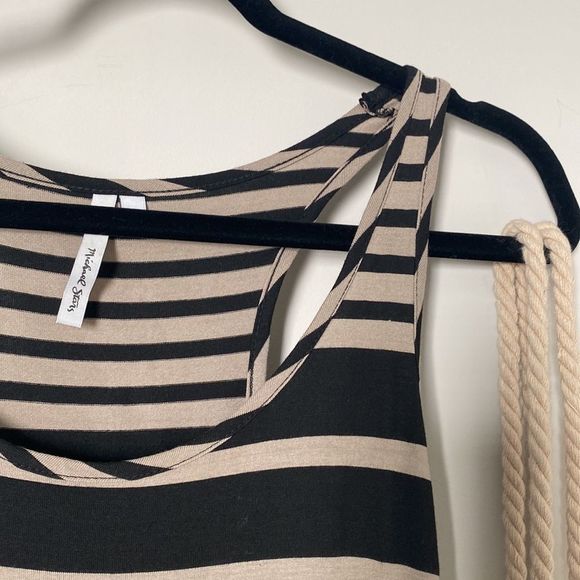 Michael STARS Addison Striped Maxi Racer Back Tank Dress w Beaded Rope Belt - M - Picture 3 of 7